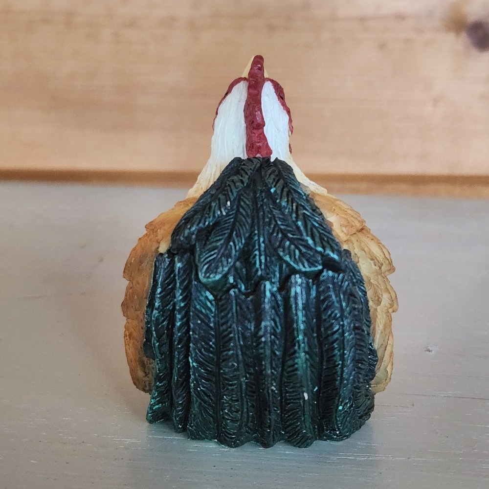 Stone Critter Keeper Trinket Jewelry Box & Lid Rooster Vintage Country Farm Rare - Picture 4 of 11